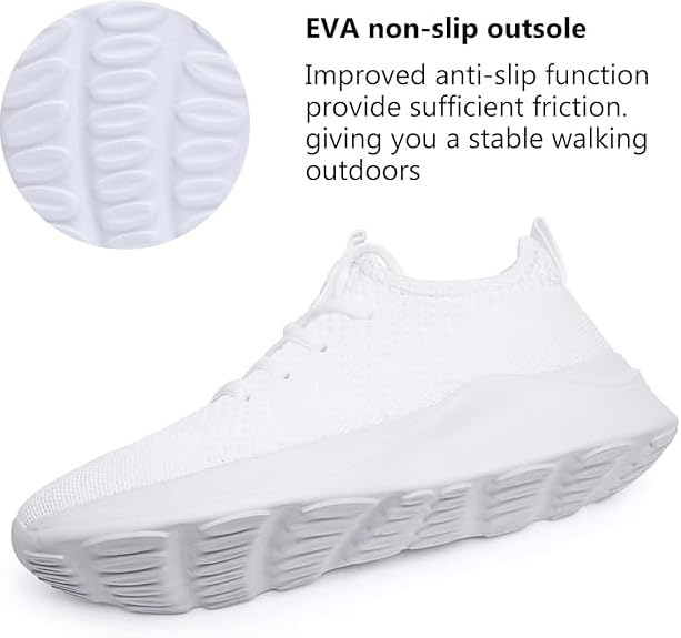 Women White Lightweight Tennis Shoes - Summer Fashion Sneakers Size 8.5