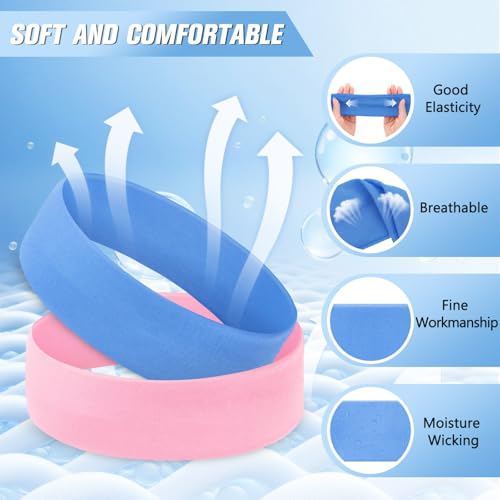 12 Pack Sport Headbands - Elastic Sweatbands for Women, 12 Colors