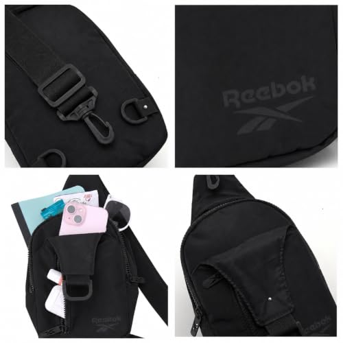 Reebok Compact Crossbody Sling Bag for Men & Women - Berry Black, One Size