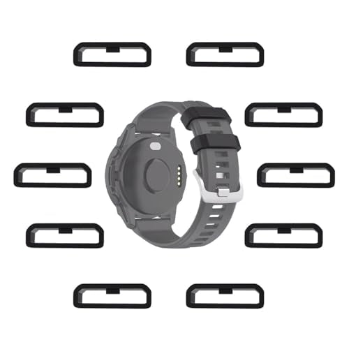 22mm Silicone Watch Strap Loop Fasteners - Black - 10 Pack