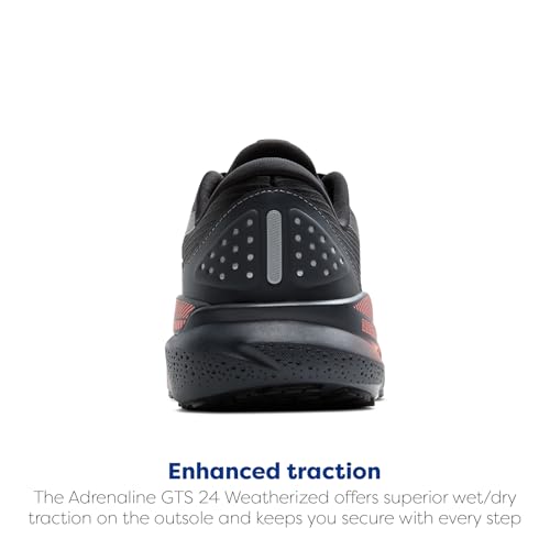 Supportive Running Shoe - Brooks Women’s Adrenaline GTS 24 - 8.5 Black/Ebony/Hot Coral