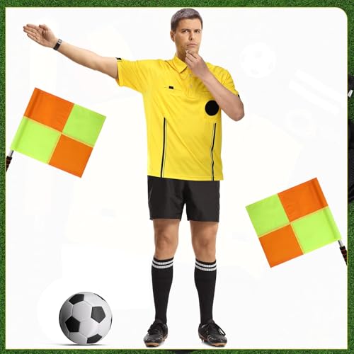 Soccer Referee Kit - Yellow Shirt, Whistle, Socks & Flags - Small