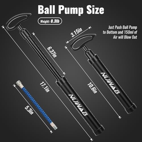 Portable Hand Ball Pump with Needles & Carry Bag - 10.6-Inch