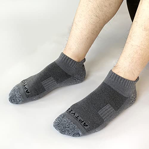 Men's Cushioned Athletic Running Ankle Socks 6 Pairs Graphite Grey 13-15