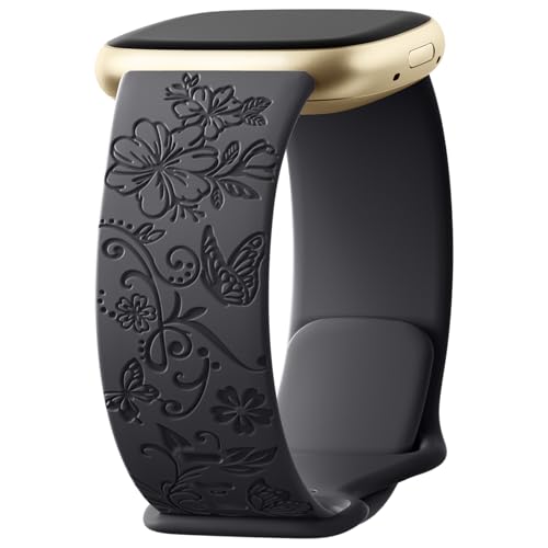 Floral Sport Band for Fitbit Versa 3/4 & Sense 2 - Black, Small