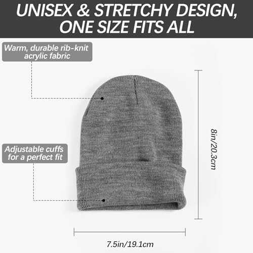 Unisex Winter Beanie Hat - Soft Knitted Stocking Cap - Gray