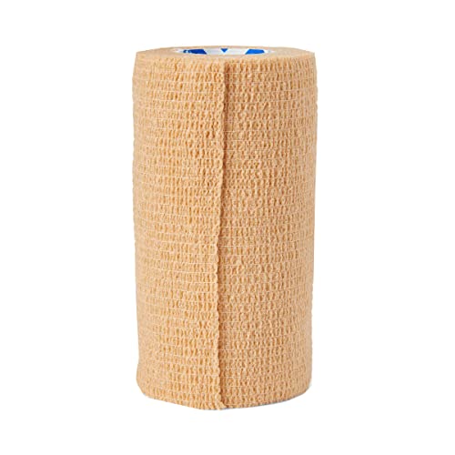 Medline Self-Adherent Cohesive Wrap Bandage 4" x 5 yd Latex-Free, Tan, 18 Count
