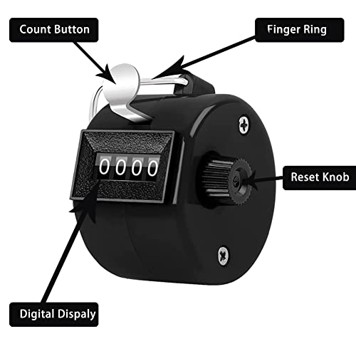 4-Digit Handheld Counter Clicker - 9999 Count, 4-Pack Black & White