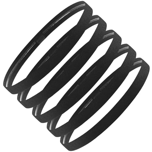 Thin Sports Headbands - 5 Pack Elastic No-Slip Hair Bands - Black