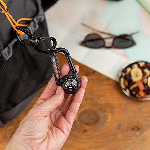 TempaComp Ball Compass & Thermometer Carabiner - Clip-On Accessory