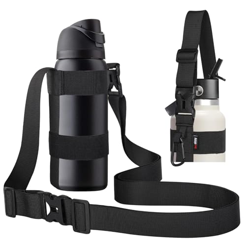 HEYSKAY Water Bottle Holder with Strap - Adjustable Sling, 1 Pc, Black