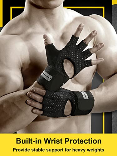 Weightlifting Gym Gloves - Breathable, Anti-Slip, Small/Black