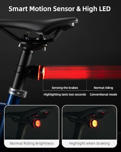 ROCKBROS Smart Rear Bike Tail Light with Motion Sensor and 6 Modes