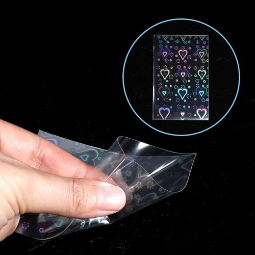 100 Pcs Holographic Photocard Sleeves - Heart Shape 65x90mm