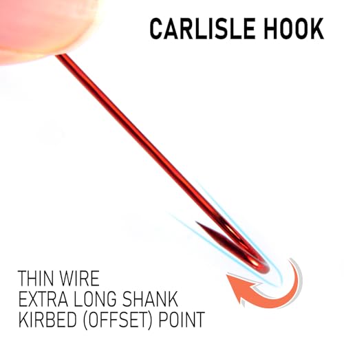 Aberdeen Fishing Hooks - 100 Pack Extra Long Shank Red Coated