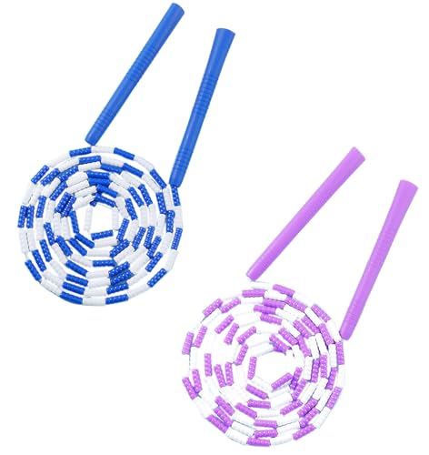 Jump Rope Set - 2 Pcs 3.28ft Polyester Fitness Ropes - Blue and Purple