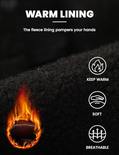 Winter Cycling Gloves for Men - Waterproof Touch Screen - Black / Medium