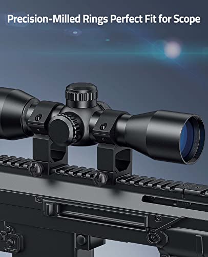 1 Inch Scope Rings - High Picatinny Mounts - 2 Pieces - Black