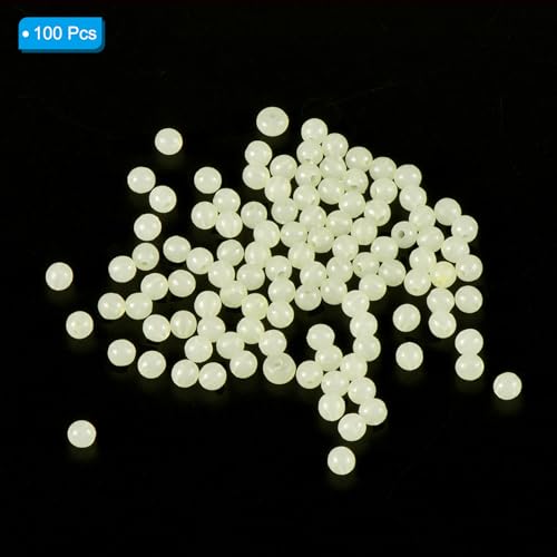 Glow Fishing Beads - White 3mm Luminous Plastic Bait Tackle with Storage Box