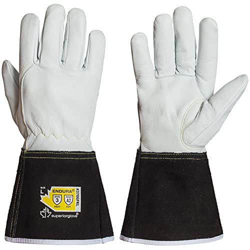 Superior Glove Precision Arc Goatskin Leather TIG Welding Gloves with ParaActiv Liner Cut Protection 370GFKLL (1 Pair Work Gloves) Large