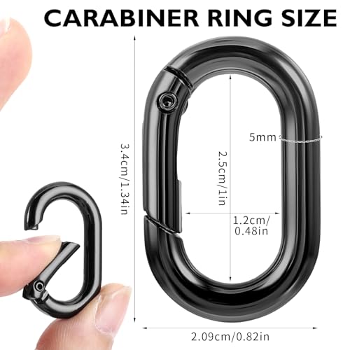 10Pcs Mini Carabiner Clips - Heavy Duty Black Spring Snap Hooks