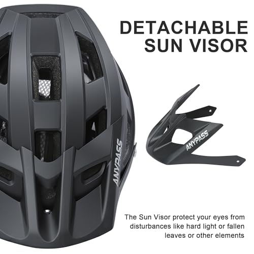 Mountain Bike Helmet for Adults - Lightweight, Adjustable Fit - Matte Black, Large