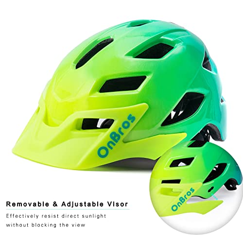 OnBros Kids Bike Helmet Boys Girls Youth Visor Adjustable 50-57CM A-Green-HOT