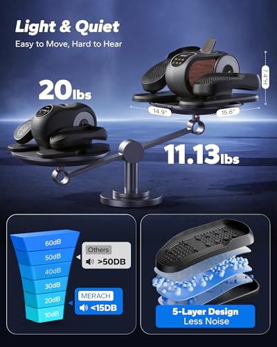 Under Desk Elliptical Machine for Seniors | Quiet Portable Pedal Exerciser with Remote Control & 12 Speeds