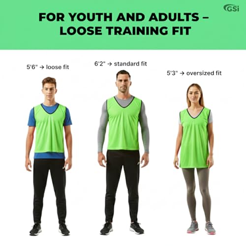 Breathable Mesh Training Pinnies for Soccer and Basketball - 6 Pack