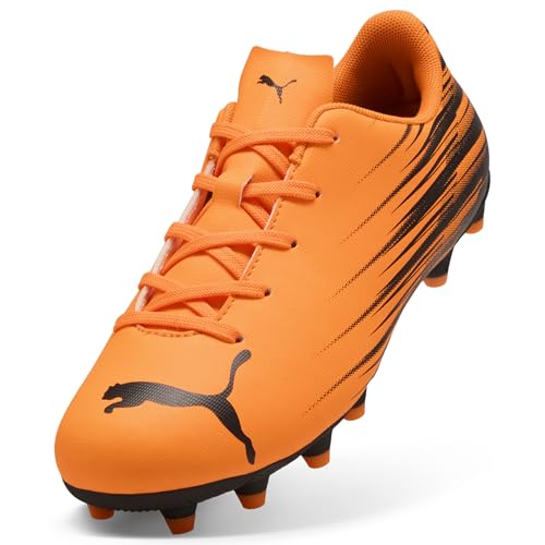 PUMA Kids' Attacanto Firm Ground Soccer Shoes - Heat Fire-Black, Size 8