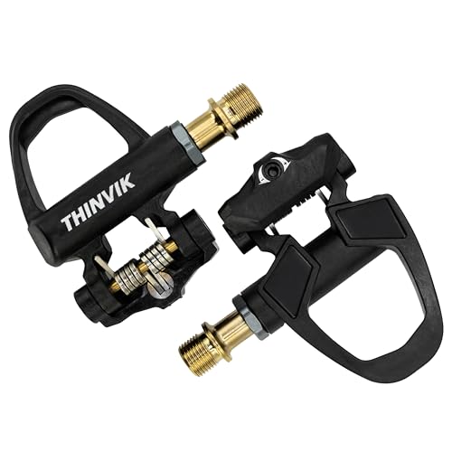 Thinvik Carbon Fiber Ti Bike Clipless Pedals Set for Road Cycling, Lightweight 99.5g with Cleats