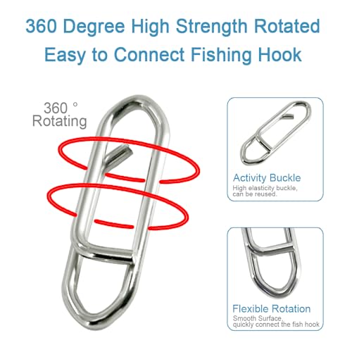 200Pcs Fishing Snap Clips - Assorted Sizes for Quick Lure Changes