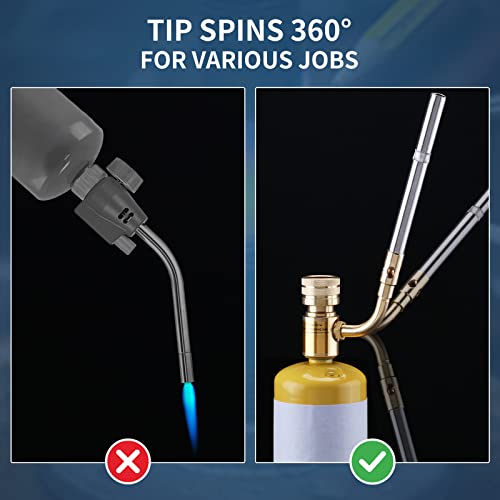 Propane Mapp Gas Torch Head 360¡Æ Rotatable Nozzle, Plumbing Torch Flame Adjustable Fuel by Propane Mapp Map-Pro Canisters, High Intensity, Brass Pressure Regulator