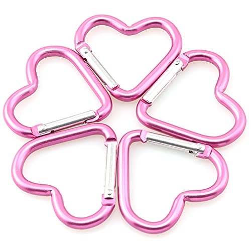 Heart-Shaped Aluminum Snap Hooks - 10PCS Rose Hermosa for Camping