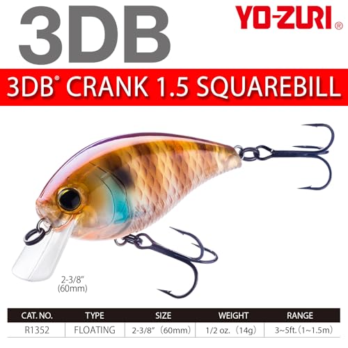 Yo-Zuri 3DB 1.5 Squarebill Crankbait - Natural Bluegill, 2-3/8 Inch