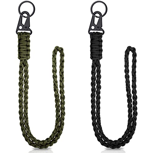 Frienda Heavy Duty Paracord Lanyard Set 2 Black & Army Green 22-80 Inch