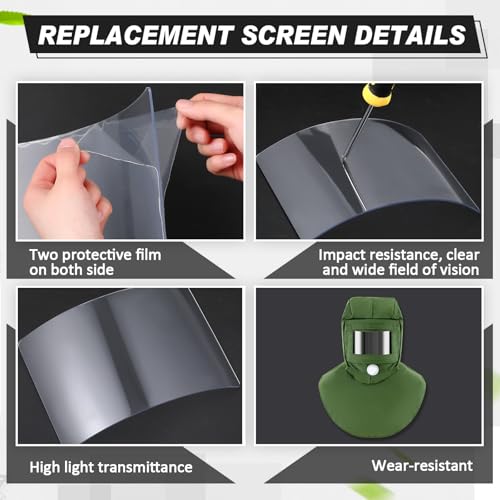 Kingdder 5 Pcs Sandblasting Hood Replacement Lens Clear Face Shield PC Visors Peel off Lens Cover for Painting Dusting Grinding