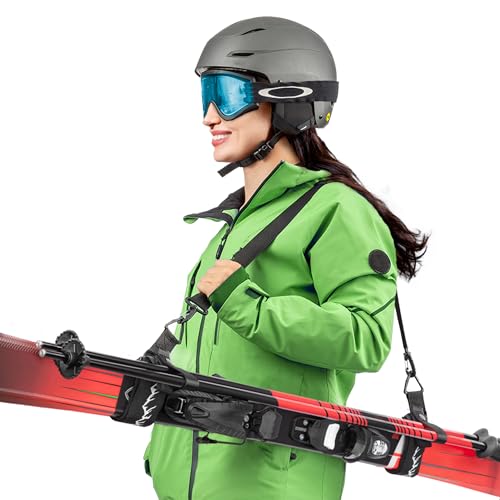 Heavy-Duty Ski Straps & Pole Carrier - 2 Pack - Black