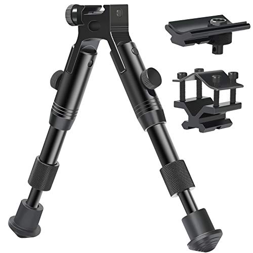 Tactical Bipod with Rail Mount Adapter & Barrel Clamp - Adjustable 6.5"-7"
