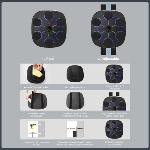 Black 2025 Bluetooth Boxing Machine for Adults Kids Wall Mount with Gloves