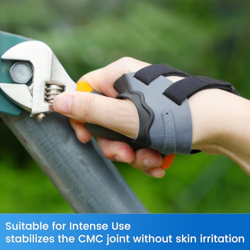 Velpeau CMC Thumb Brace for Arthritis Pain and Support, with High Elasticity and Anti Slip Wrist Strap, Comfortable Thumb Splint Stabilizer for Osteoarthritis for Women and Men (Grey, Right Hand, M)