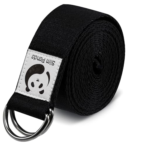 Adjustable Cotton Yoga Strap - 8 Feet Black for Stretching