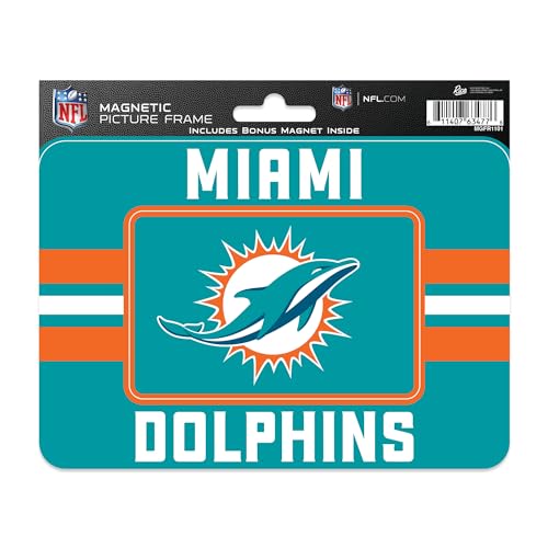 NFL Football Stripes Magnetic Picture Frame & Magnet Set - Miami Dolphins
