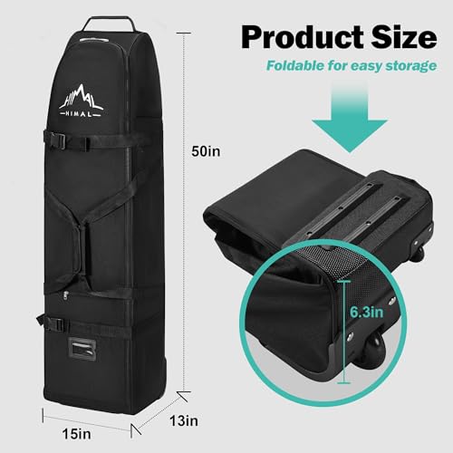Soft-Sided Golf Travel Bag with Wheels - Black, 600D Oxford