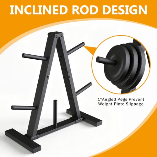 Weight Plate Rack Tree Holds 300 LBS | 1-Inch Standard Weight Plates