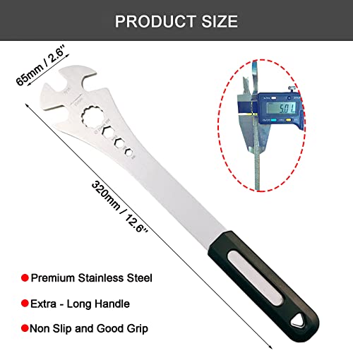 Bicycle Pedal Wrench Tool with Extra Long Handle - 4 in 1
