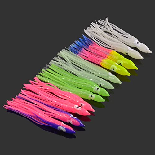 2.75-Inch Squid Skirts Fishing Lures - 25-Pack Green Octopus Trolling Bait