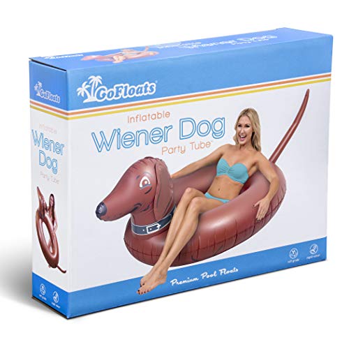 Inflatable Wiener Dog Party Tube Float - 4ft Summer Pool Raft for Adults & Kids