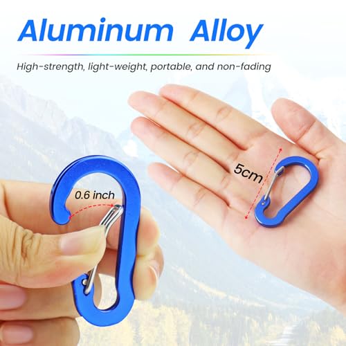 Mini Aluminum Carabiner Clip - Lightweight D-Shape for Keychain - Multicolour