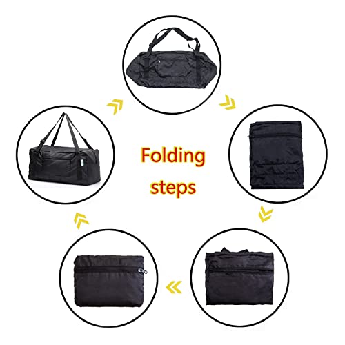 Foldable Travel Duffel Bag for Gym - Black Sport Bag